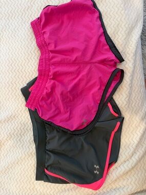 Under Armour Women's Athletic Shorts Duo - Pink & Black with Pink Accents